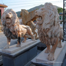 Sunset red lion sculpture life size polished natural stone lion statue